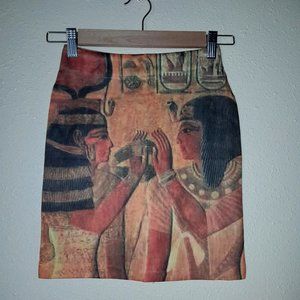 NWOT Egyptian Theme Hieroglyphic 3D Allover Print Bodycon Miniskirt